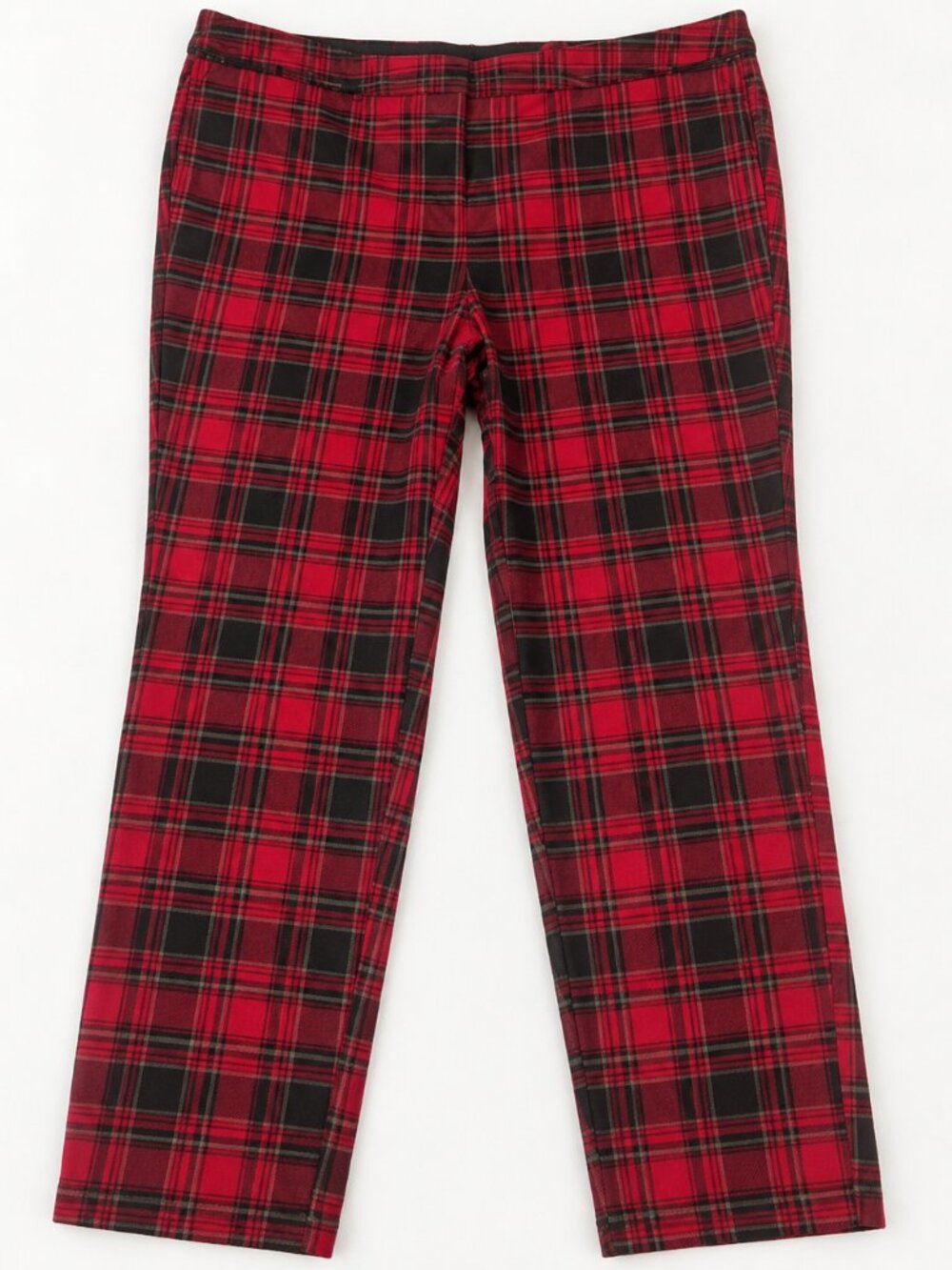 Lane Bryant 24W Red Black Plaid Slim Ankle Pants 27" Inseam Tartan